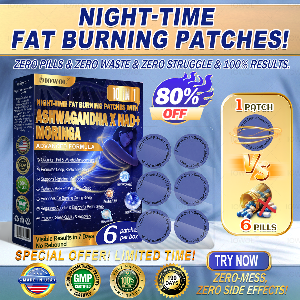 🔥 Want faster results? Add this 90% OFF to accelerate your progress. IOWOL ® NIGHT-TIME FAT BURNING PATCHES! ZERO PILLS & ZERO WASTE & ZERO STRUGGLE & 100% RESULTS.